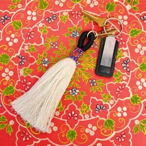 Maya Bay Tasseled Bag Charm Keychain Black